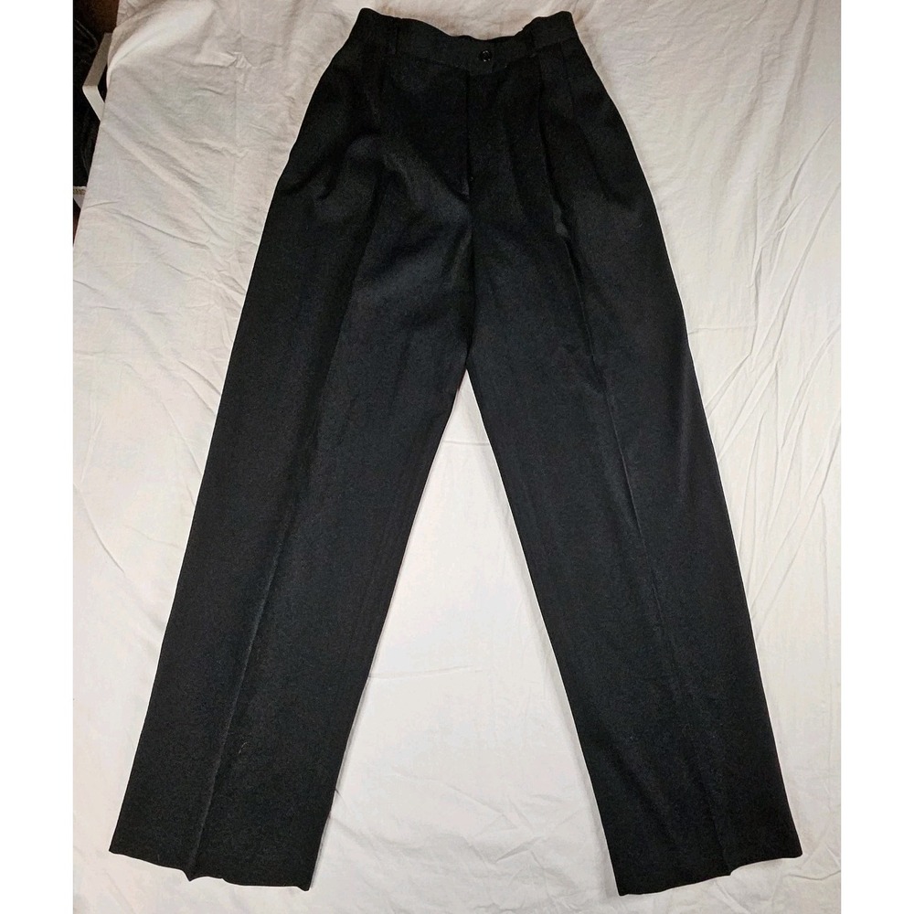 Embassy Row Petites Black Pure Wool Pleated Dress Pants Trousers 6P Vintage...